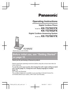 Manual Panasonic KX-TG7851FX Wireless Phone