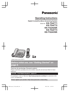 Manual Panasonic KX-TG4771 Wireless Phone