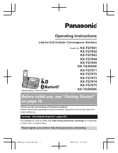 Manual Panasonic KX-TG7875 Wireless Phone