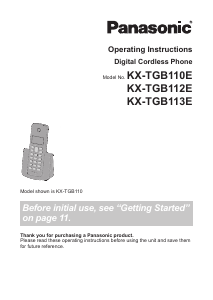 Manual Panasonic KX-TGB113E Wireless Phone