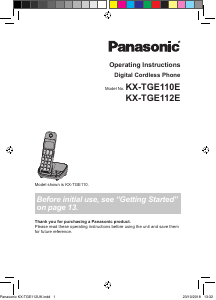 Manual Panasonic KX-TGE112E Wireless Phone