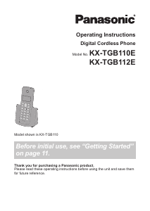 Manual Panasonic KX-TGB110E Wireless Phone