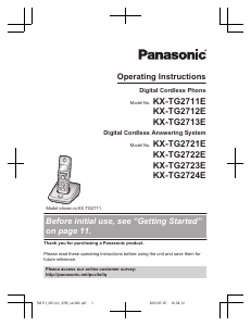 Manual Panasonic KX-TG2711E Wireless Phone
