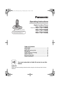 Manual Panasonic KX-TG1103E Wireless Phone