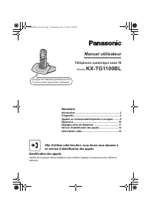 Mode d’emploi Panasonic KX-TG1100BL Téléphone sans fil