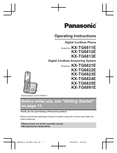 Manual Panasonic KX-TG6825E Wireless Phone