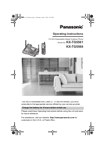 Manual Panasonic KX-TG5561 Wireless Phone