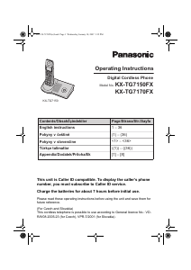 Kullanım kılavuzu Panasonic KX-TG7170FX Kablosuz telefon