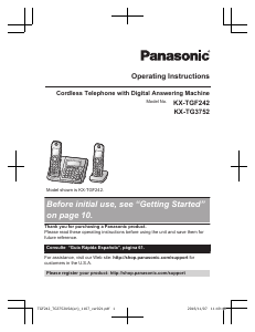 Manual Panasonic KX-TG3752 Wireless Phone