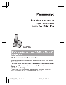 Manual Panasonic KX-TG6711FX Wireless Phone