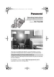 Manual Panasonic KX-TG2388 Wireless Phone