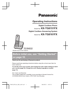 Manual Panasonic KX-TG8161FX Wireless Phone