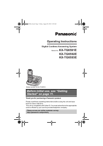 Manual Panasonic KX-TG6592E Wireless Phone