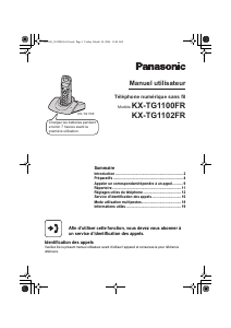 Mode d’emploi Panasonic KX-TG1100FR Téléphone sans fil