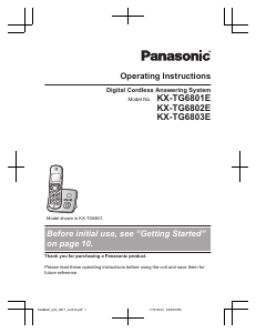 Manual Panasonic KX-TG6801E Wireless Phone