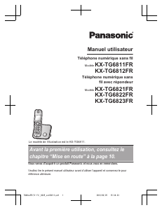 ② Téléphone Fixe Avec Répondeur Sans Fil PANASONIC KX-TG6821FR — Téléphones  fixes