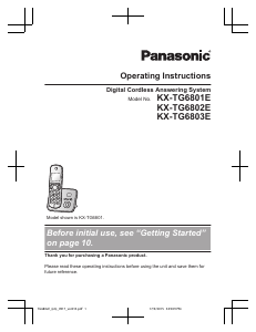 Manual Panasonic KX-TG6802E Wireless Phone