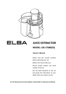 Manual Elba EJE-J7580(SS) Juicer