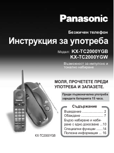 Наръчник Panasonic KX-TC2000YGW Безжичен телефон
