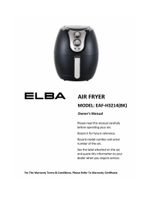 Manual Elba EAF-H3214(BK) Deep Fryer