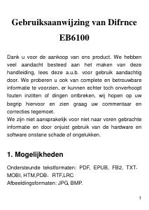 Handleiding DIFRNCE EB6100 E-reader