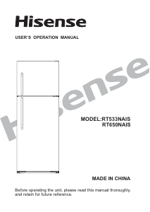 Manual Hisense RT650NAIS Fridge-Freezer