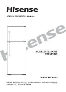 Manual Hisense RT533NAIS Fridge-Freezer