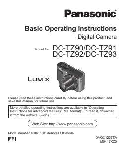 Manual Panasonic DC-TZ92 Lumix Digital Camera