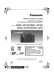 Mode d’emploi Panasonic DMC-GF5FEF Lumix Appareil photo numérique