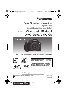 Manual Panasonic DMC-G5XEB Lumix Digital Camera
