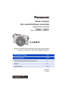 Mode d’emploi Panasonic DMC-GM1EF Lumix Appareil photo numérique