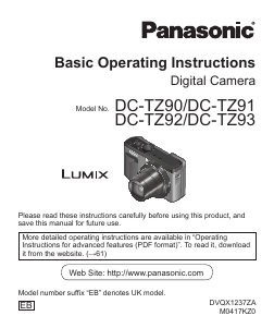 Manual Panasonic DC-TZ91 Lumix Digital Camera