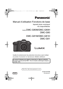 Mode d’emploi Panasonic DMC-G81EG Lumix Appareil photo numérique