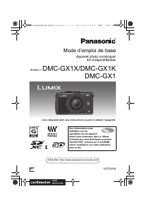 Mode d’emploi Panasonic DMC-GX1KEF Lumix Appareil photo numérique