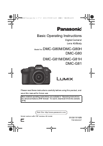 Manual Panasonic DMC-G80EB Lumix Digital Camera