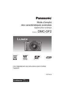 Mode d’emploi Panasonic DMC-GF2EB Lumix Appareil photo numérique