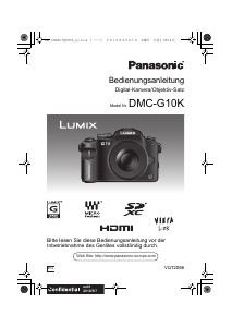 Bedienungsanleitung Panasonic DMC-G10KEG Lumix Digitalkamera