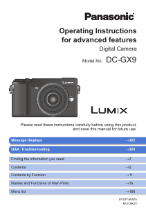 Manual Panasonic DC-GX9EB Lumix Digital Camera