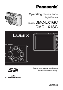 Manual Panasonic DMC-LX1GC Lumix Digital Camera