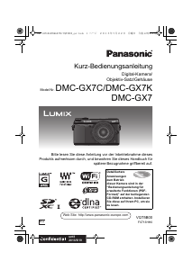 Bedienungsanleitung Panasonic DMC-GX7CEG Lumix Digitalkamera