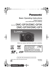 Manual Panasonic DMC-GF5XEB Lumix Digital Camera
