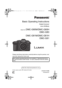 Manual Panasonic DMC-G81EB Lumix Digital Camera