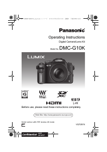 Manual Panasonic DMC-G10KEB Lumix Digital Camera