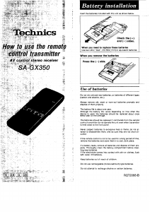 Handleiding Technics SA-GX350 Afstandsbediening