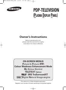 Manual Samsung PS42D5SR Plasma Television