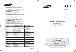 Manual Samsung LE40F86BD LCD Television