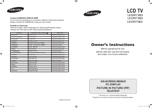 Manual Samsung LE32R73BD LCD Television