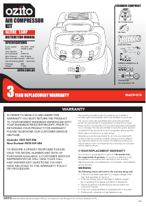 Manual Ozito MACP-015 Compressor