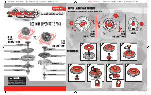 Manual Hasbro Beyblade Metal Fusion Red Horn Uppercut Dark Bull vs Storm Leone