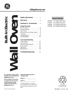 Manual de uso GE JT3000DFCC Horno